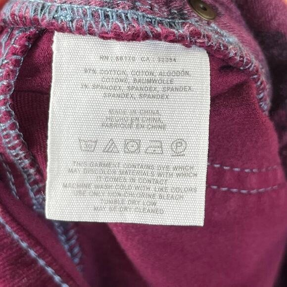 Anthropologie Pilcro Stet Cords Burgundy Tapered Leg Ankle Zip Size 29" - Picture 7 of 7